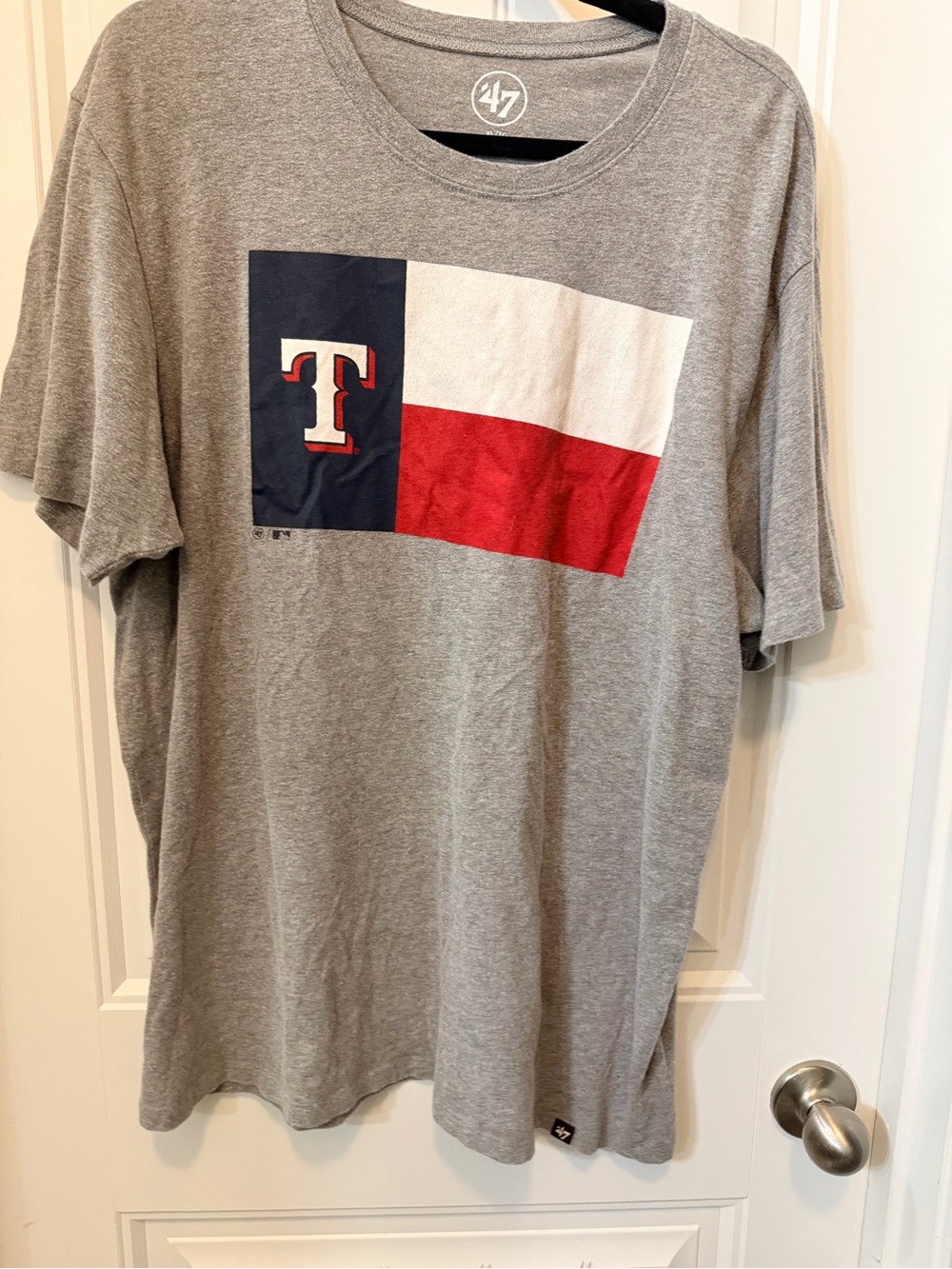 47 Brand Texas Rangers Gray T‑Shirt with White Logo